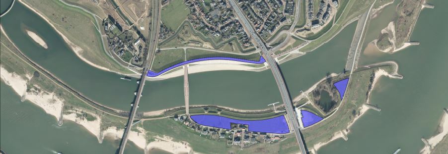 Luchtfoto van Veur Lent met daarop het ingekleurde plangebied